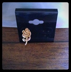 Vintage Gold-Tone Rose Pin
